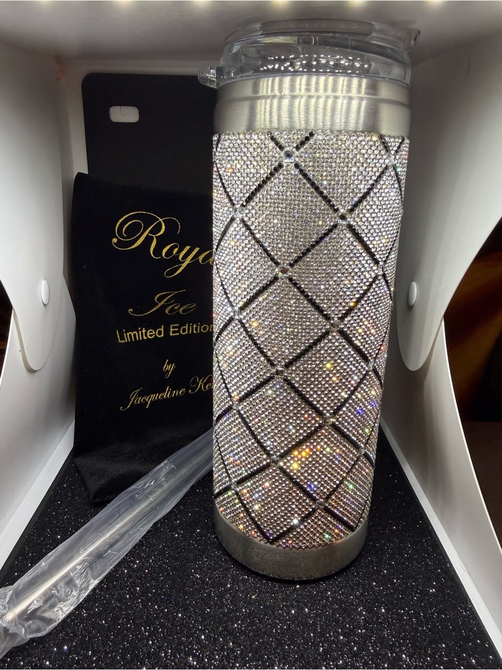 JACQUELINE KENT CRYSTAL SILVER CROSS VIP TUMBLER